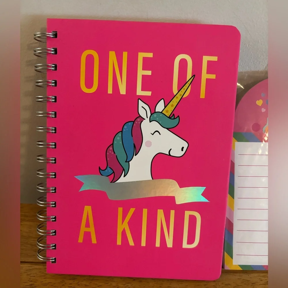 Spiral Notebook Journal ONE OF A KIND Unicorn Pink and Magnetic Notepad Bundle